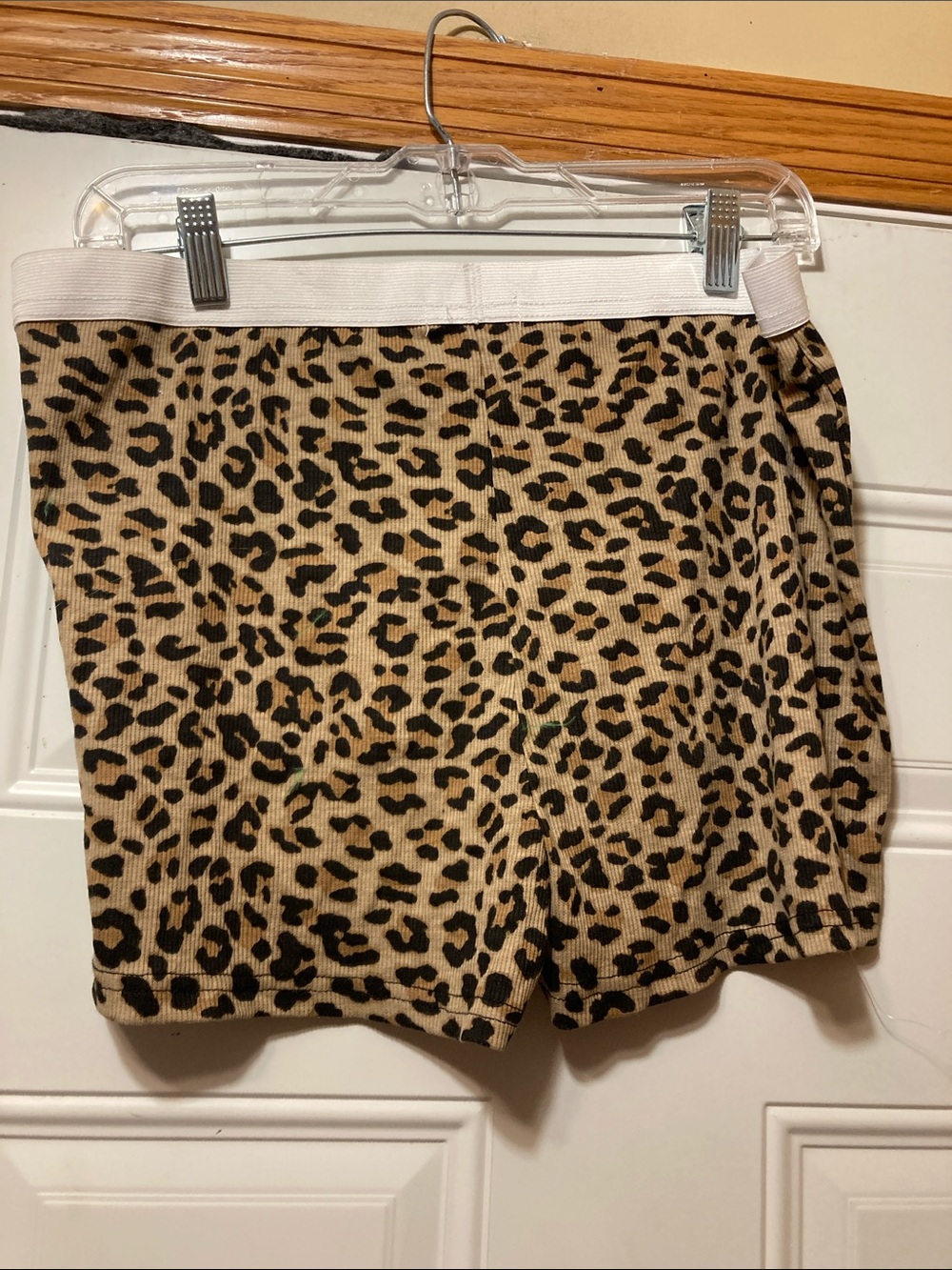 Leopard Print Ribbed Sleep Shorts in Tan and Black XL NWOT